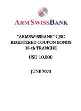 "ARMSWISSBANK" CJSC REGISTERED COUPON BONDS  18-th TRANCHE