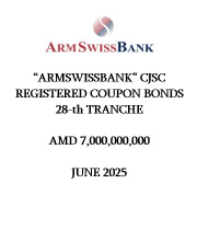 "ARMSWISSBANK" CJSC REGISTERED COUPON BONDS  28-th TRANCHE