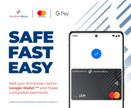 Google Pay IS NOW ACCESSIBLE FOR ARMSWISSBANK MASTERCARD CARDHOLDERS